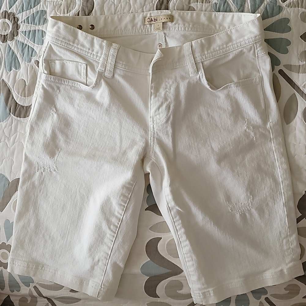 CABI white denim shorts